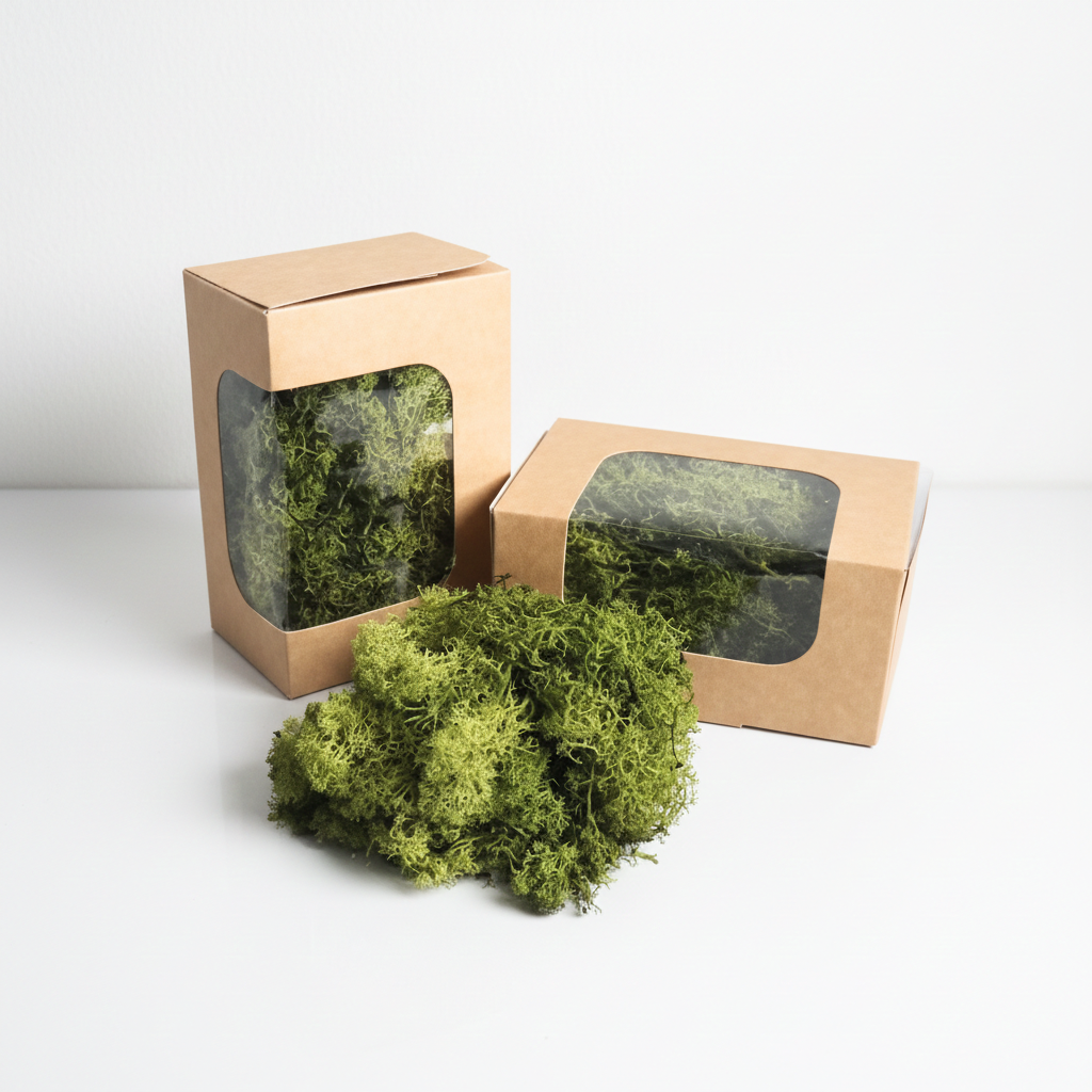 Stabilizovaný mech Moss Reindeer – tmavě zelený, sobí mech pro interiérové dekorace a mechové obrazy